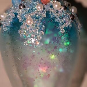 Shimmering Blue and Silver Beaded Ornament